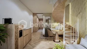 Bali Luxury Real Estate: Modern 1-Bedroom Apartment in Canggu for Sale – Enjoy Rooftop with Ocean Views, Tranquil Living, and Investment Potential